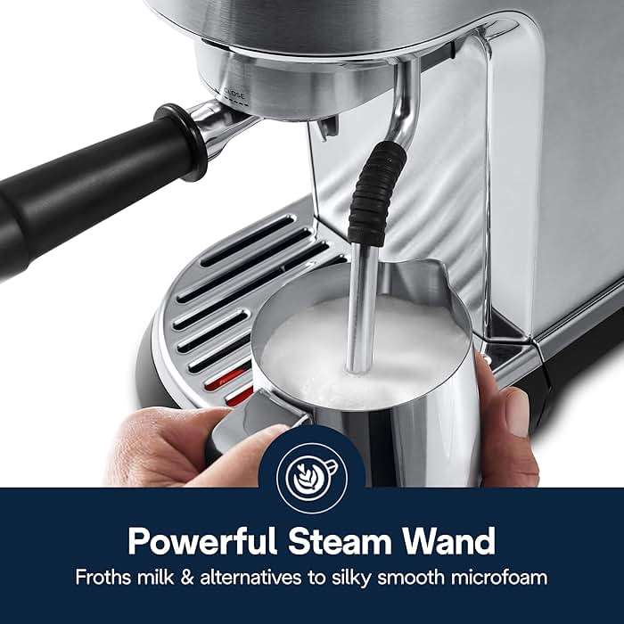 De’Longhi Dedica Maestro Espresso Machine with Milk Frother, 15-Bar Pump & Temperature Control - Barista Coffee Maker Kit for Espresso, Latte, Cappuccino & Iced Coffee - Italian Stainless Steel Design - Image 5