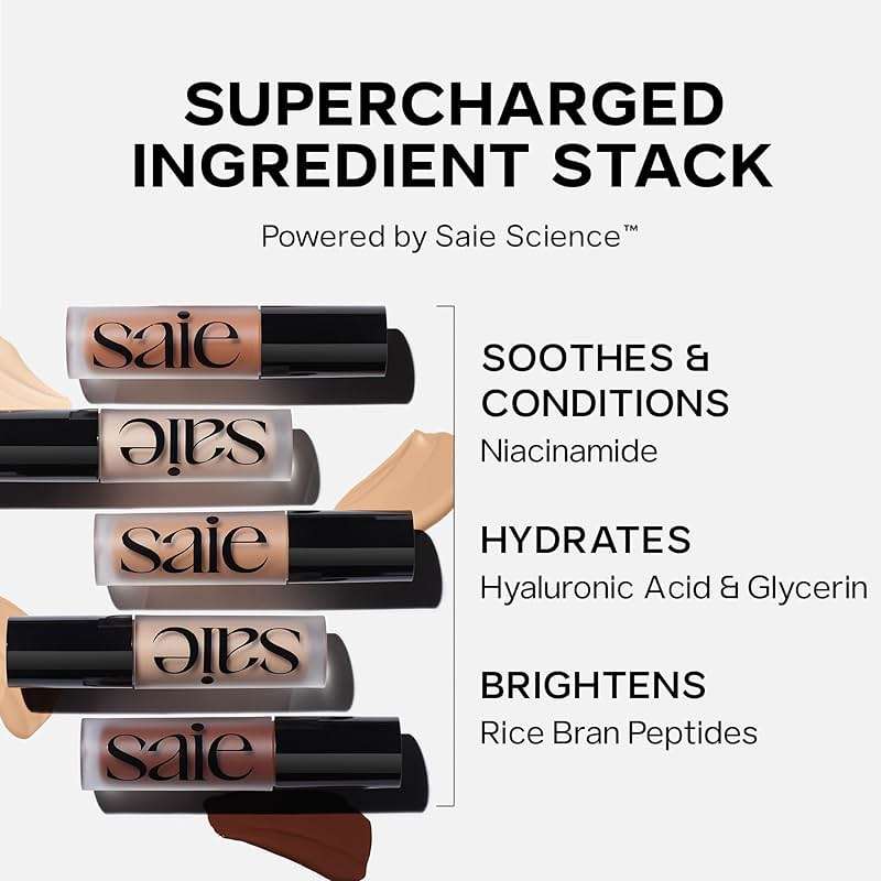 Saie Slip Tint Radiant Cream Concealer & All-Over Face Makeup - Concealer for Dark Circles, Redness & Blemishes - Lightweight Makeup Made with Hydrating Hyaluronic Acid - Shade 3 (0.17 oz) - Image 7