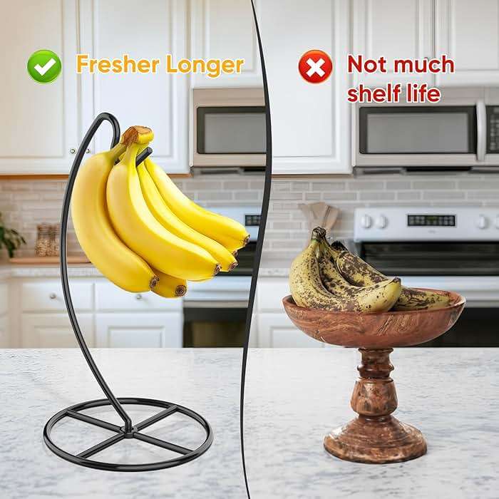 Beesini 2 Pack Banana Holder, Banana Tree Stand Metal, Banana Stand Holder, Holds Up to 15LB Banana or Grape, Banana Rack for Kitchen Counter, Black - Image 4