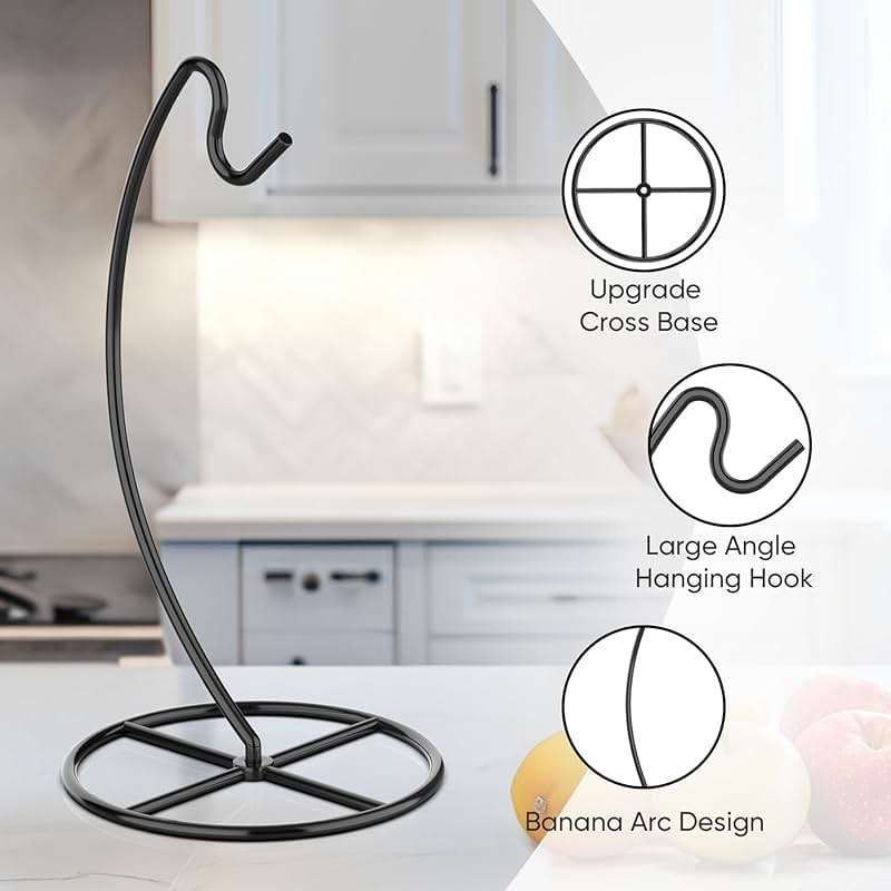 Beesini 2 Pack Banana Holder, Banana Tree Stand Metal, Banana Stand Holder, Holds Up to 15LB Banana or Grape, Banana Rack for Kitchen Counter, Black - Image 5