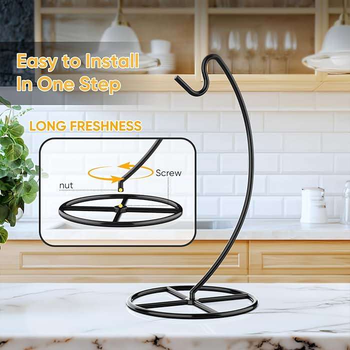 Beesini 2 Pack Banana Holder, Banana Tree Stand Metal, Banana Stand Holder, Holds Up to 15LB Banana or Grape, Banana Rack for Kitchen Counter, Black - Image 6