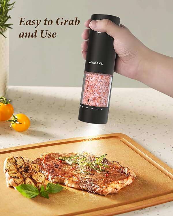 Electric Salt and Pepper Grinder Set - Automatic Refillable Salt and Pepper Grinders with Charging Base & LED Light, Adjustable Coarseness, One-handed Easy Operation, Ideal Kitchen Gadget - Image 2