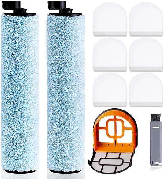 9 Pack Replacement Roller Brush and Foam Filters Kit Compatible with Shark WD161,WD261,AW261,3-in-1 Corded Vacuum Cleaner and All-in-One Cordless Hardfloor Cleaner Accessories,1 Cleaner Brush - Image 1