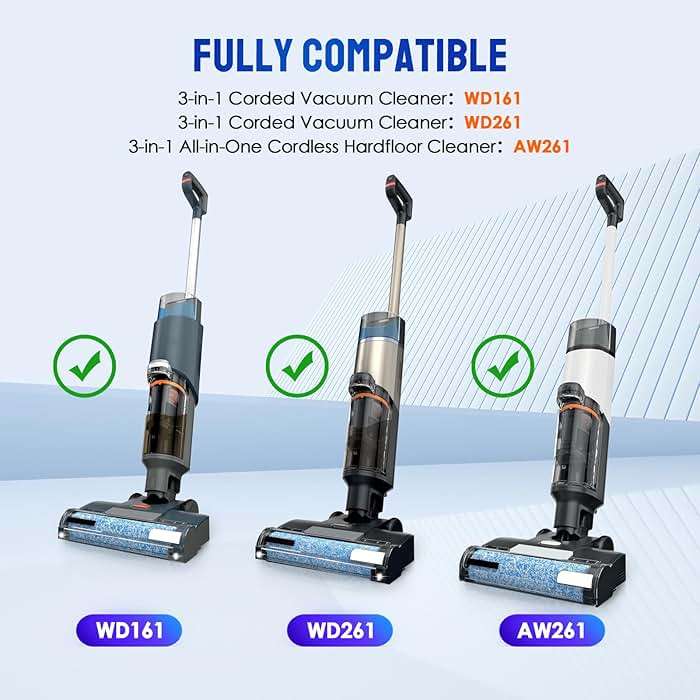 9 Pack Replacement Roller Brush and Foam Filters Kit Compatible with Shark WD161,WD261,AW261,3-in-1 Corded Vacuum Cleaner and All-in-One Cordless Hardfloor Cleaner Accessories,1 Cleaner Brush - Image 3