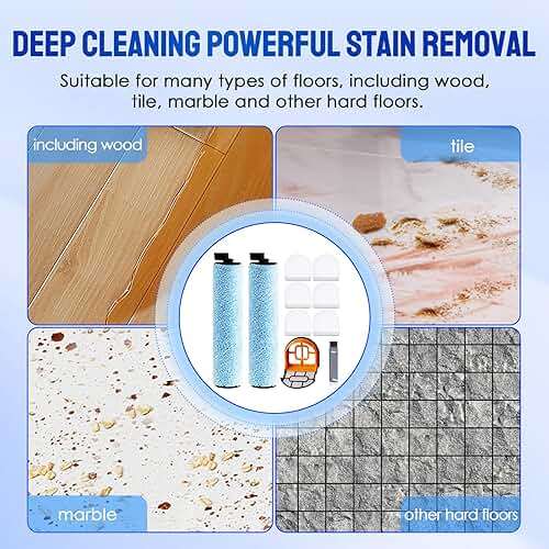 9 Pack Replacement Roller Brush and Foam Filters Kit Compatible with Shark WD161,WD261,AW261,3-in-1 Corded Vacuum Cleaner and All-in-One Cordless Hardfloor Cleaner Accessories,1 Cleaner Brush - Image 6