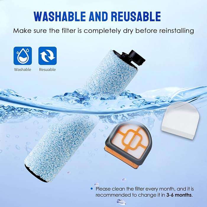9 Pack Replacement Roller Brush and Foam Filters Kit Compatible with Shark WD161,WD261,AW261,3-in-1 Corded Vacuum Cleaner and All-in-One Cordless Hardfloor Cleaner Accessories,1 Cleaner Brush - Image 7