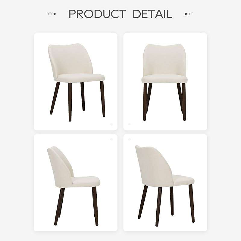 COLAMY Upholstered Dining Chairs Set of 6, Modern Fabric Dining Room Kitchen Side Chair with Padded Seat and Wood Legs for Restaurant/Cafe, Beige - Image 7