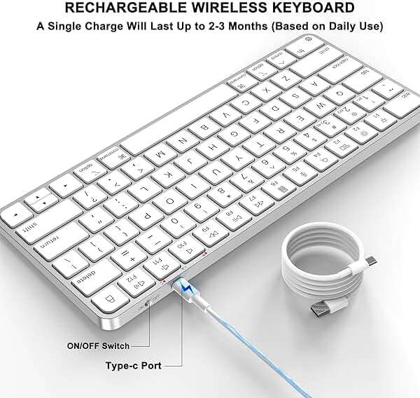 ULSOU Wireless Keyboard for Mac, Bluetooth/2.4G USB Dual-Channel Connection, Multi Device, Mini Size, Rechargeable Bluetooth Keyboard for Mac Compatible with iMac, iPad, iPhone, MacBook Air/Pro - Image 3