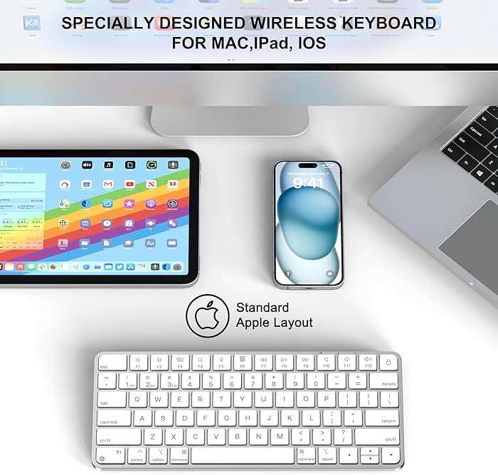 ULSOU Wireless Keyboard for Mac, Bluetooth/2.4G USB Dual-Channel Connection, Multi Device, Mini Size, Rechargeable Bluetooth Keyboard for Mac Compatible with iMac, iPad, iPhone, MacBook Air/Pro - Image 7