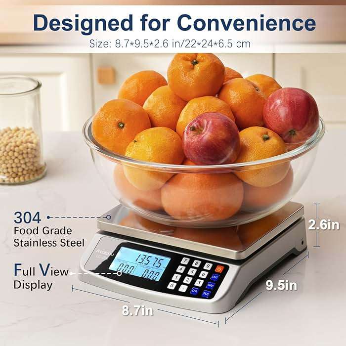 Atogou 66lb Food Scale, Commercial Kitchen Scale with Price Computing, Plug-in Usable, 0.05oz/1g, 304 Stainless Steel, for Cooking, Vegetables, Farm, Industry, Counting. LC300 Silver - Image 5