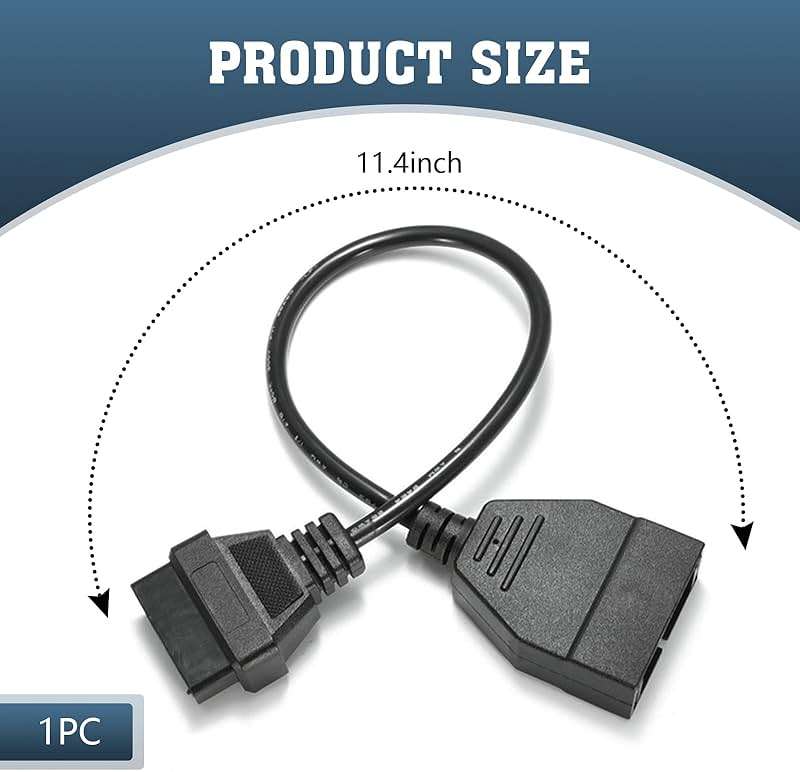 Flygun 1 PC OBD1 Scanner Connector, OBD1 to OBD2 GM Adapter, Scanning Diagnostic Extension Tool Cable Connector, Compatible with GM 12 Pin to OBD1 to OBD2 16 Pin Connector (Black) - Image 2