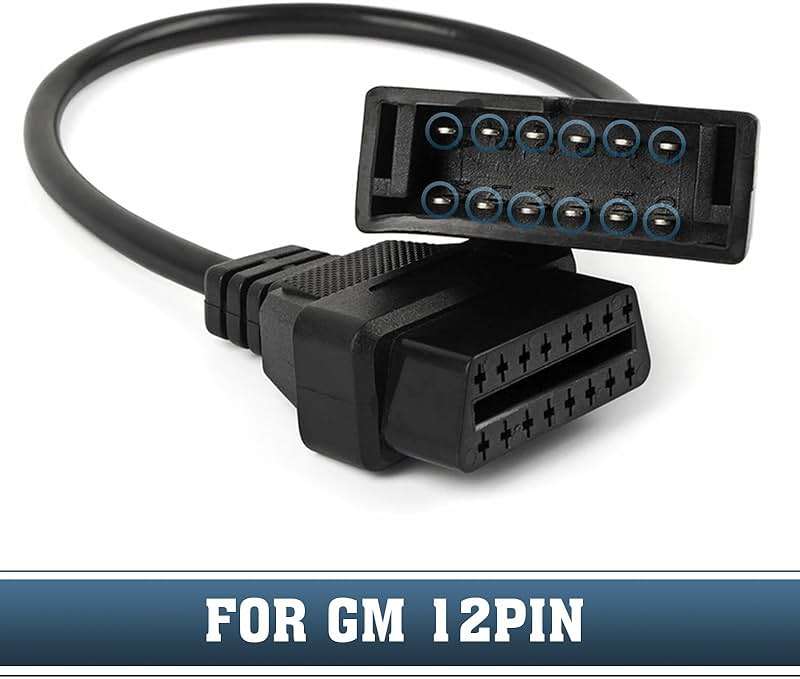 Flygun 1 PC OBD1 Scanner Connector, OBD1 to OBD2 GM Adapter, Scanning Diagnostic Extension Tool Cable Connector, Compatible with GM 12 Pin to OBD1 to OBD2 16 Pin Connector (Black) - Image 3
