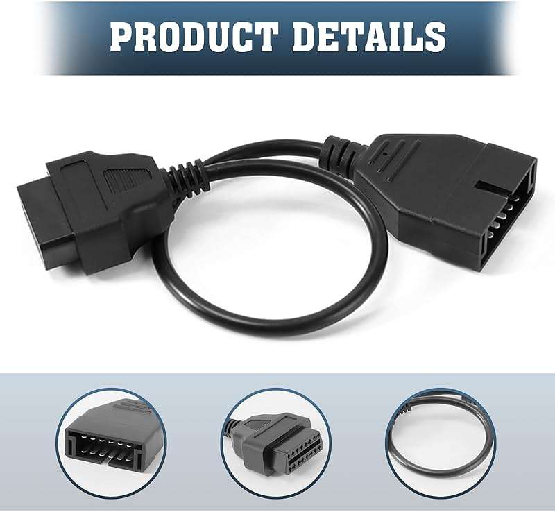 Flygun 1 PC OBD1 Scanner Connector, OBD1 to OBD2 GM Adapter, Scanning Diagnostic Extension Tool Cable Connector, Compatible with GM 12 Pin to OBD1 to OBD2 16 Pin Connector (Black) - Image 5