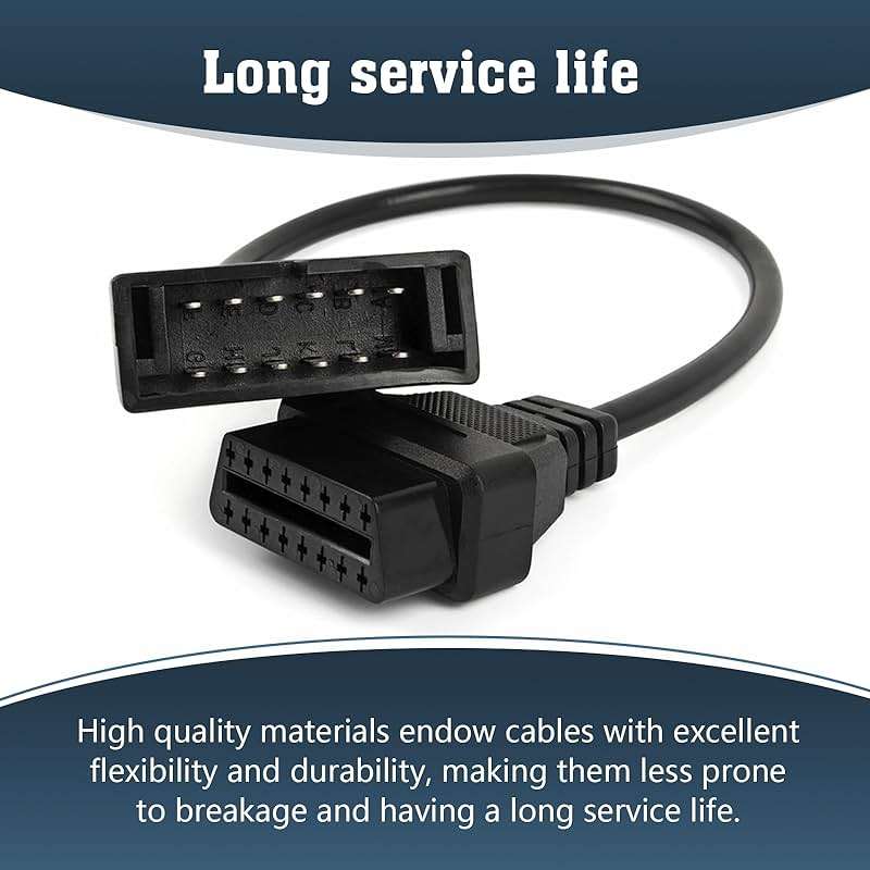 Flygun 1 PC OBD1 Scanner Connector, OBD1 to OBD2 GM Adapter, Scanning Diagnostic Extension Tool Cable Connector, Compatible with GM 12 Pin to OBD1 to OBD2 16 Pin Connector (Black) - Image 7