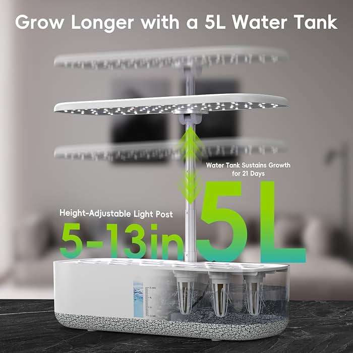 Large Hydroponics Growing System 14 Pods, Indoor Herb Garden with LED Grow Light, 5L Water Tank, Hydroponic Grow Kit with Auto-Timer, STEM Growing kit - Image 4