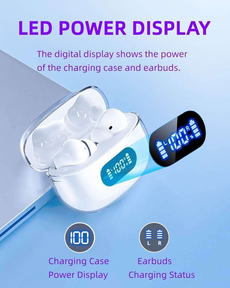 AIgetopANC Wireless Earbuds P1 PRO with Translucent Style, Bluetooth Headphones with Clear Call Mics, IPX7 Waterproof Ear Buds Deep Bass Wireless Earphones, 30H Compatible with Samsung TV Android iOS - Image 6