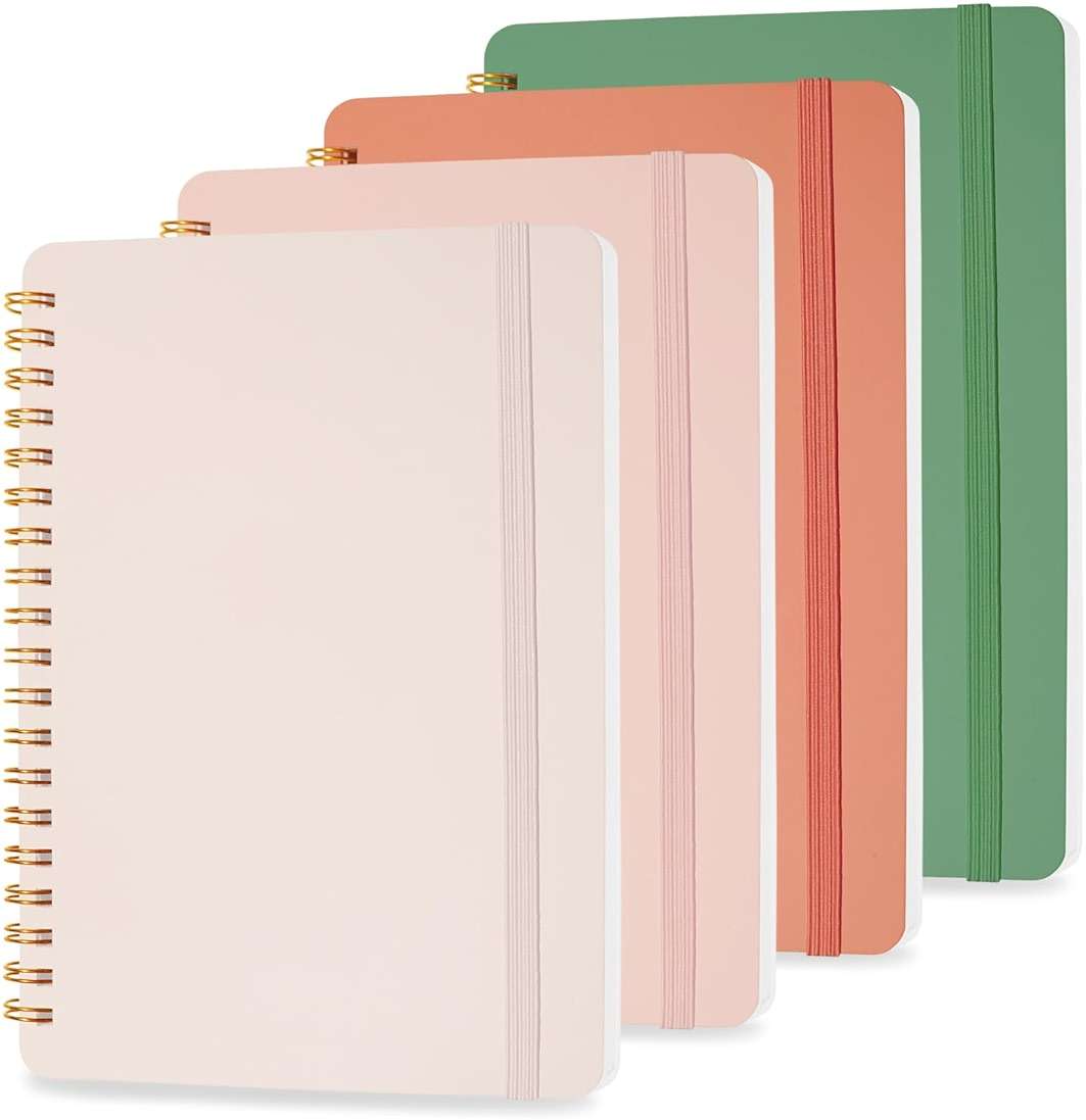 DMSVK 4 PCS Small Spiral Notebook 5x7, Spiral Journal Notebook, Notebooks for Work, Note Taking, School, Small Notebooks 5x7 with Strap, Cute Notebooks for Women 50 Sheets - Image 1