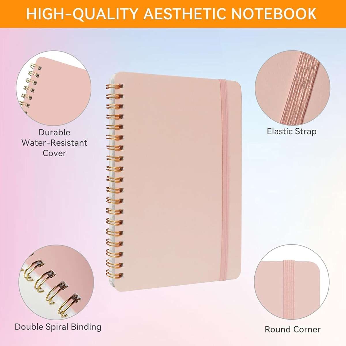 DMSVK 4 PCS Small Spiral Notebook 5x7, Spiral Journal Notebook, Notebooks for Work, Note Taking, School, Small Notebooks 5x7 with Strap, Cute Notebooks for Women 50 Sheets - Image 4
