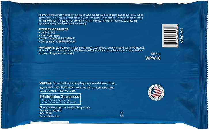 McKesson Washcloth Wipes for Adults, Scented (6 Pack, 576 Washcloths) Disposable Wash Cloths for Body - No-Rinse Formula with Snap Lid - Good for Incontinence and Elderly - 96 Wipes Per Pack - Image 7