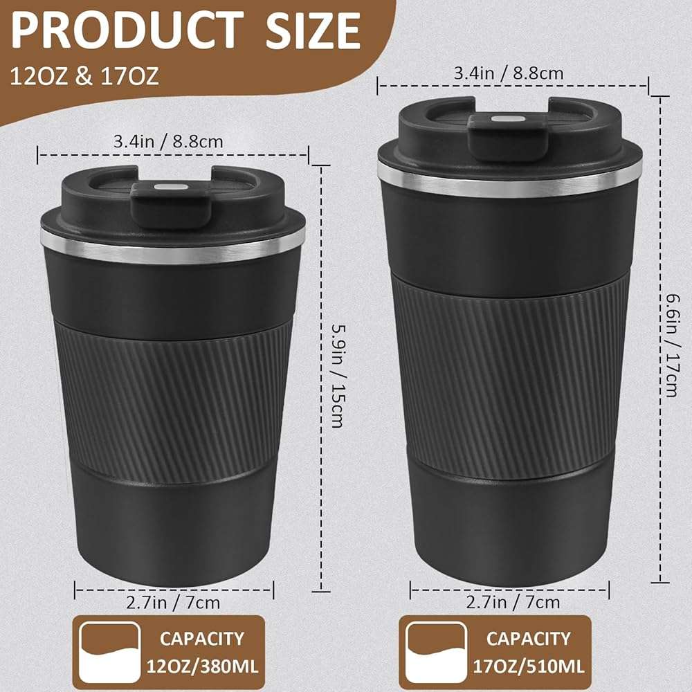 ATZNZIK 4 Pack Insulated Coffee Mug with Lid 12oz Travel Coffee Tumbler Stainless Steel Reusable Coffee Cups Thermal Coffee Mug for Hot and Iced Cold Drinks, Multicolor - Image 3