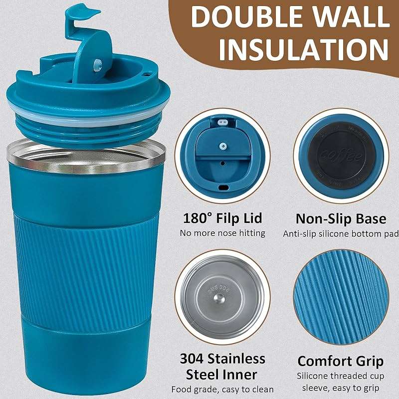 ATZNZIK 4 Pack Insulated Coffee Mug with Lid 12oz Travel Coffee Tumbler Stainless Steel Reusable Coffee Cups Thermal Coffee Mug for Hot and Iced Cold Drinks, Multicolor - Image 4