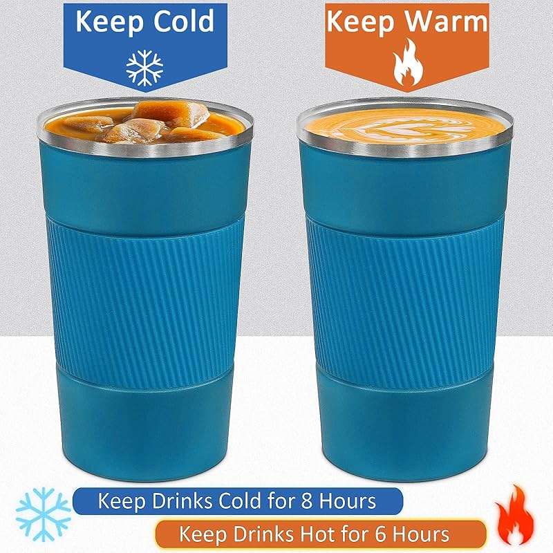 ATZNZIK 4 Pack Insulated Coffee Mug with Lid 12oz Travel Coffee Tumbler Stainless Steel Reusable Coffee Cups Thermal Coffee Mug for Hot and Iced Cold Drinks, Multicolor - Image 6