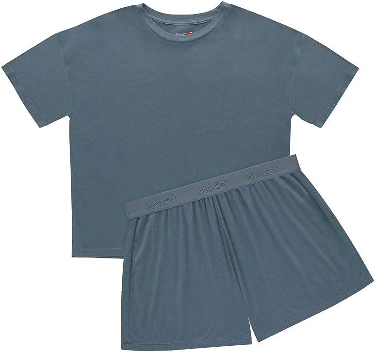 Hanes Women's Pajamas Set, Comfywear Pajamas for Women Set, Originals SupertSoft Loungewear, T-Shirt & Sleep Shorts - Image 3