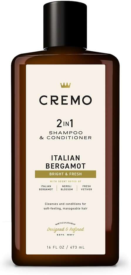 Cremo Italian Bergamot 2 in 1 Shampoo & Conditioner for Men, Notes of Italian Bergamot, Neroli Blossom, and Fresh Vetiver, 16 Fl Oz - Image 1