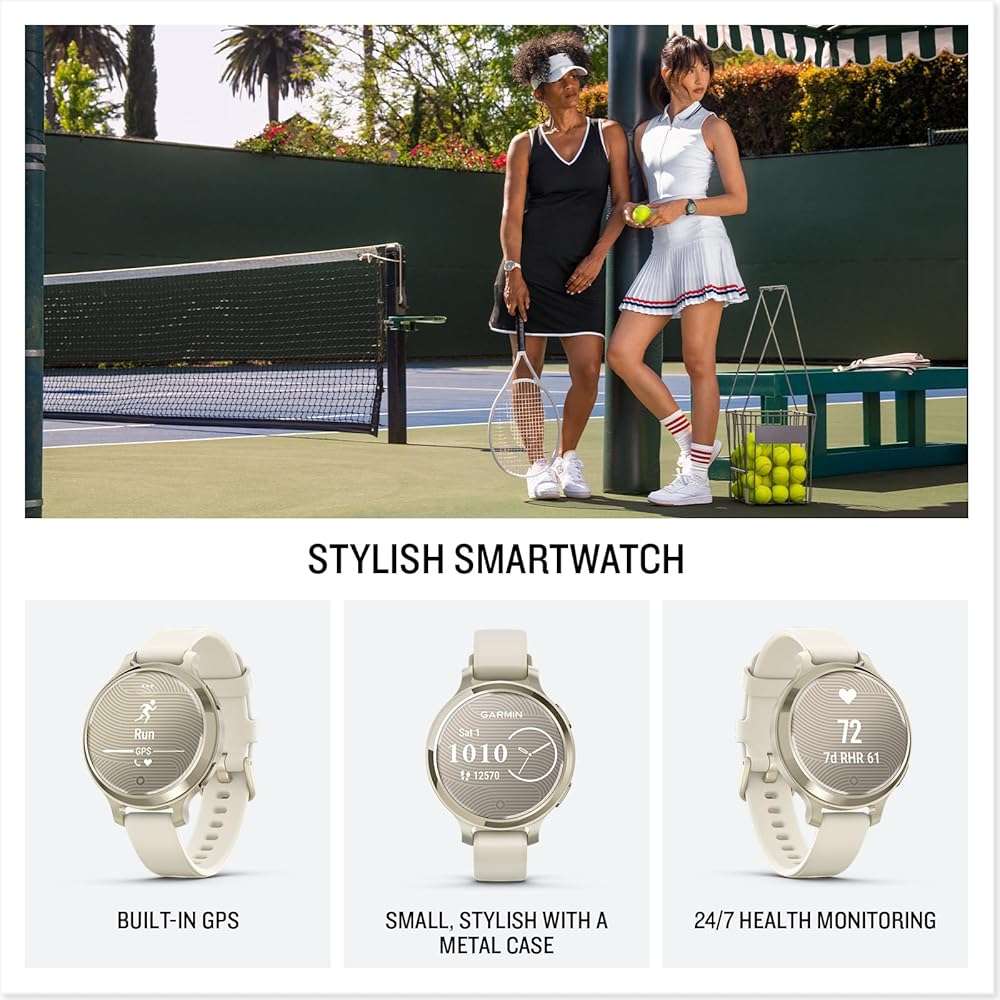 Garmin Lily® 2 Active, Small and Stylish Smartwatch, Built-in GPS, Hidden Display, Patterned Lens, Up to 9 Days Battery Life, Lunar Gold with Bone Silicone Band - Image 2