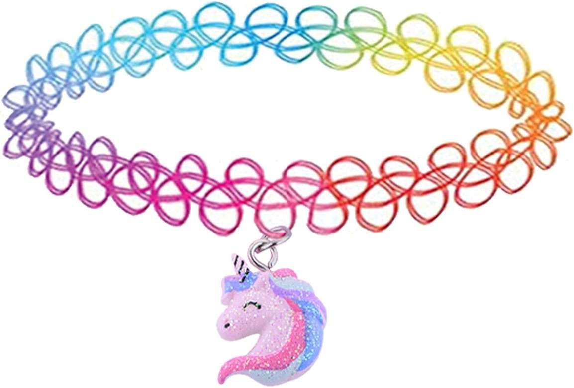 BodyJ4You 2PC Tattoo Choker Necklace Set - Butterfly Yin Yang Unicorn Heart Charm Pendants - Stretchy 90s Henna Chokers Women - Y2K Goth Emo Grunge Aesthetic Jewelry - Clasp Free Stretch Fit - Image 3