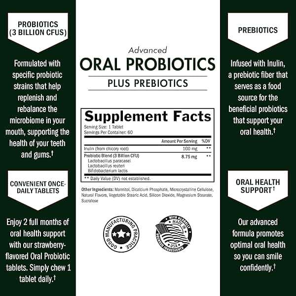 Oral Probiotics Supplement with Prebiotics - Supports Healthy Teeth Gums Mouth and Fresh Odorless Breath for Adults - Strawberry Flavored Chewable Dental Probiotic (60 Tablets, 60 Day Supply) - Image 2