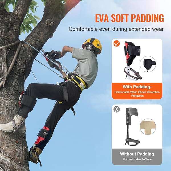VEVOR Tree Climbing Spikes, 1 Pair Height-Adjustable Climbing Spurs, 350lbs Load Capacity Tree Climbing Gear with Straps, Arborist Equipment for Climbers, Hunting, Fruit Picking - Image 3