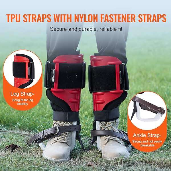 VEVOR Tree Climbing Spikes, 1 Pair Height-Adjustable Climbing Spurs, 350lbs Load Capacity Tree Climbing Gear with Straps, Arborist Equipment for Climbers, Hunting, Fruit Picking - Image 4
