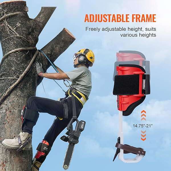 VEVOR Tree Climbing Spikes, 1 Pair Height-Adjustable Climbing Spurs, 350lbs Load Capacity Tree Climbing Gear with Straps, Arborist Equipment for Climbers, Hunting, Fruit Picking - Image 6