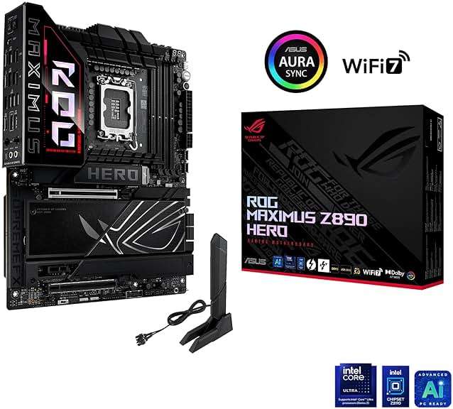 ASUS ROG Maximus Z890 Hero Intel® Z890 LGA 1851 ATX Motherboard, Advanced AI PC-Ready, 22+2+1+2 Stages, DDR5, WiFi 7, 3X PCIe® 5.0 M.2, Thunderbolt™ 4, USB Type-C®, AI Overclocking/Cooling/Networking - Image 7