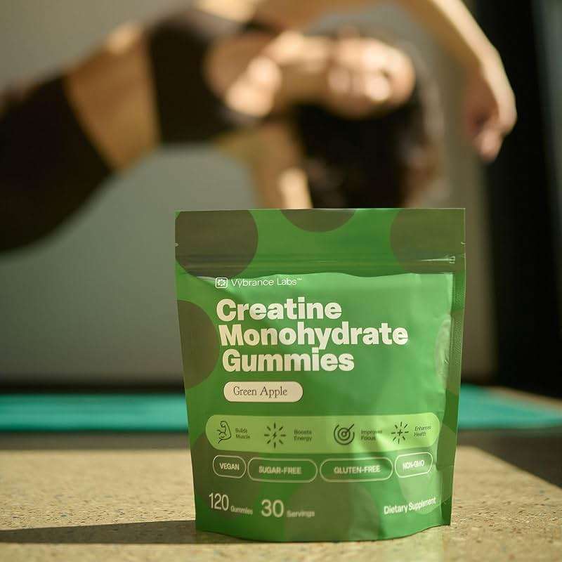 VYBRANCE LABS Creatine Gummies for Women & Men — First & Only 5g Creatine + Taurine + Vitamin B12 | Vegan Creatine Gummies | Sugar-Free | Green Apple - Image 9