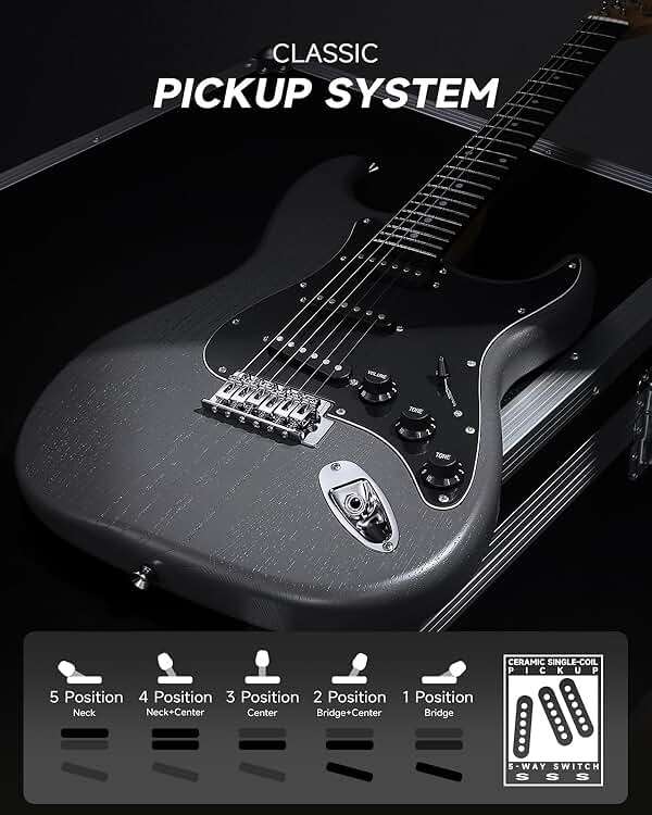 DONNER DST-80 Electric Guitar 39” Beginner Electric Guitar Kit with Amp, Classic SSS Pickup Complete with Gig Bag, Tuner, Capo, Strap, Picks, and Free Online Lessons - Image 4