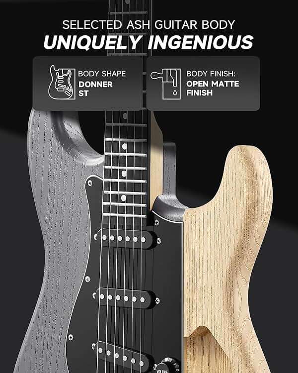 DONNER DST-80 Electric Guitar 39” Beginner Electric Guitar Kit with Amp, Classic SSS Pickup Complete with Gig Bag, Tuner, Capo, Strap, Picks, and Free Online Lessons - Image 6