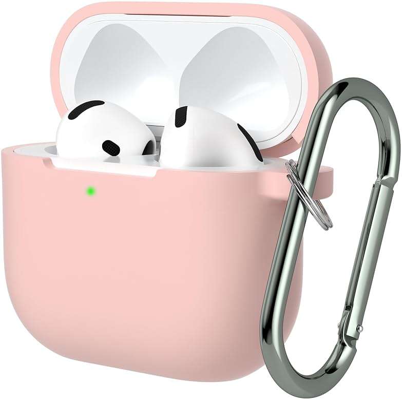 AZF for AirPods 4th Generation Case,Compatible with AirPods 4th Gen (2024) (USB-C), Compatible with MagSafe, Military Grade Soft Silicone Drop Protection Case（with Keychain） (Pink) - Image 1