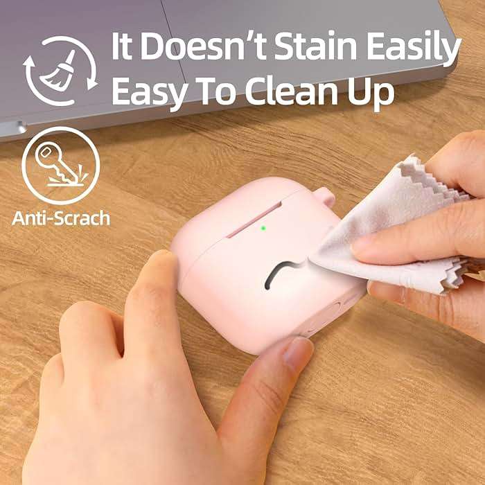 AZF for AirPods 4th Generation Case,Compatible with AirPods 4th Gen (2024) (USB-C), Compatible with MagSafe, Military Grade Soft Silicone Drop Protection Case（with Keychain） (Pink) - Image 5