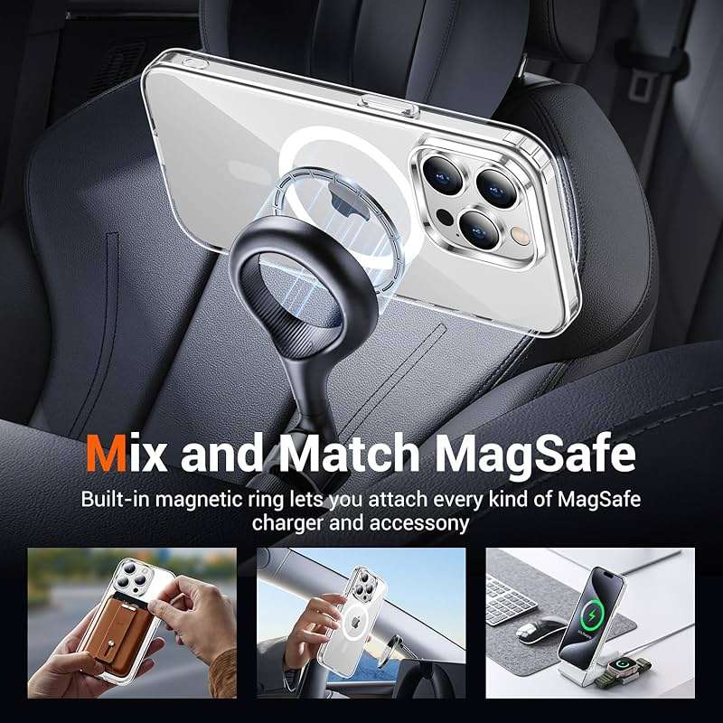 Temdan for iPhone 15 Pro Max Case Clear, [Compatible with Magsafe][Anti-Yellowing][Military-Grade Protection] Shockproof Slim Phone Sleeve Case for iPhone 15 Pro Max - Image 3