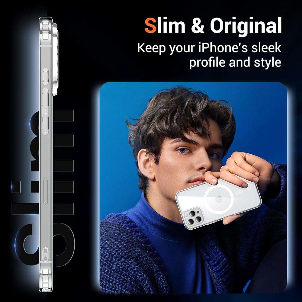 Temdan for iPhone 15 Pro Max Case Clear, [Compatible with Magsafe][Anti-Yellowing][Military-Grade Protection] Shockproof Slim Phone Sleeve Case for iPhone 15 Pro Max - Image 7