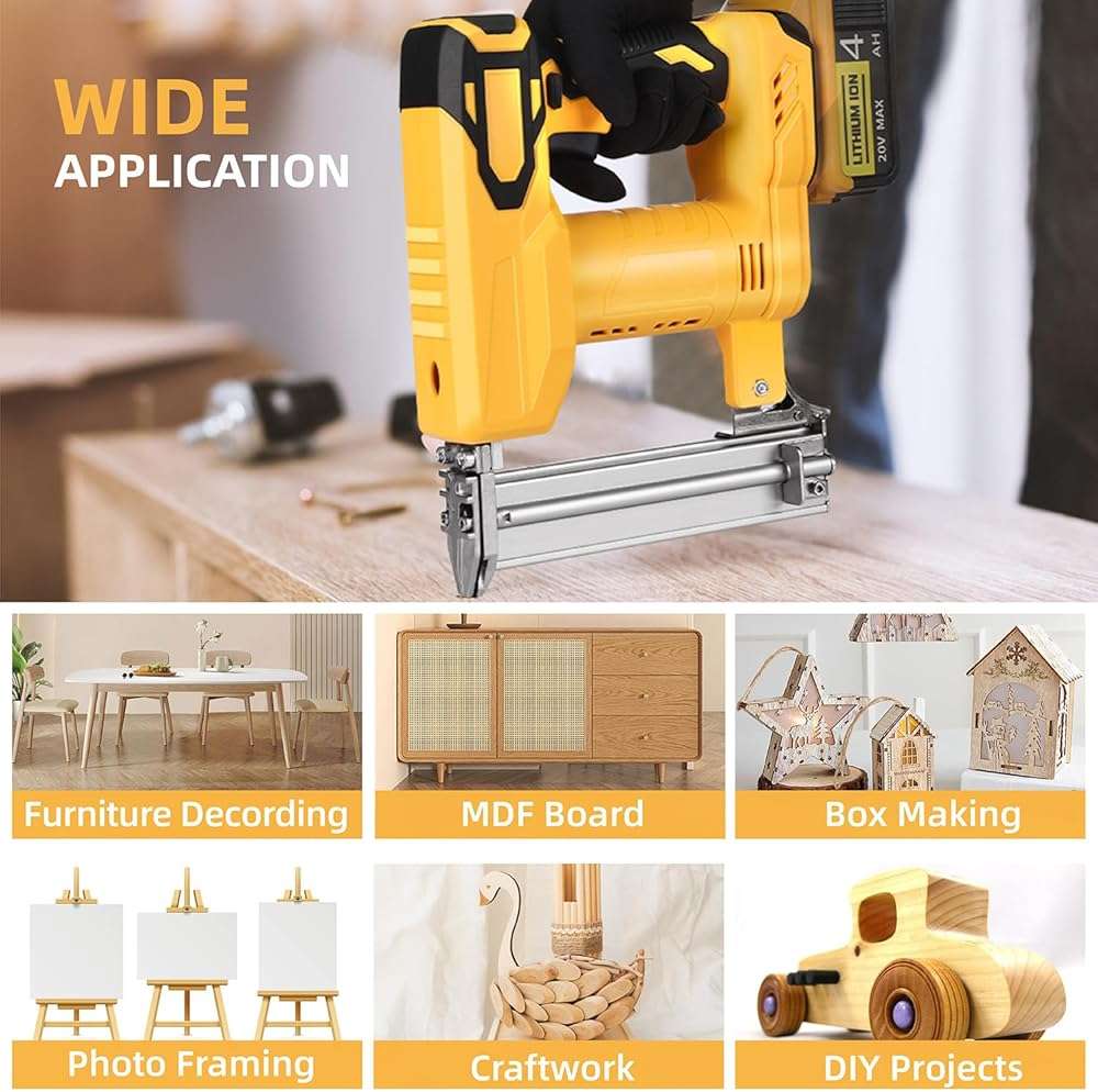 18 Gauge Brad Nailer/Narrow Crown Stapler Compatible with Dewalt 20V MAX Battery(NO Battery) 2 in 1 Cordless Nail Gun with 1000 Nails and 1000 Staples for Home Improvement, DIY and Woodworking - Image 3