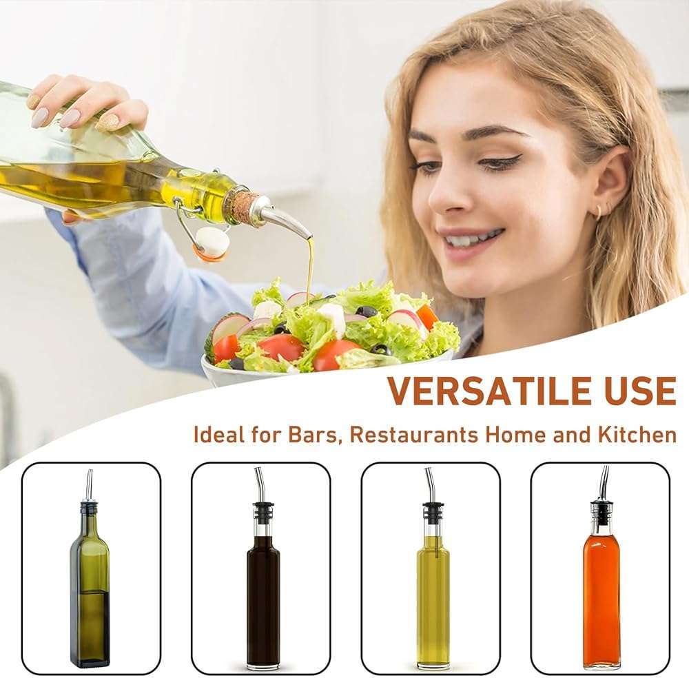 96 PCS Liquor Bottle Pourers, Stainless Steel Liquor Pour Spout, Olive Oil Spout, Bar Bartender Bottle Pourers for Alcohol with Rubber Dust Caps, Tapered Spout - Image 6