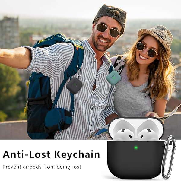 Ljusmicker for AirPods 4 Case 2024 with Cleaner Kit,Soft Silicone Protective Cover for Apple AirPods 4th Generation Cases for Women Men,Compatible with AirPod 4 Case Accessories with Keychain-Black - Image 6