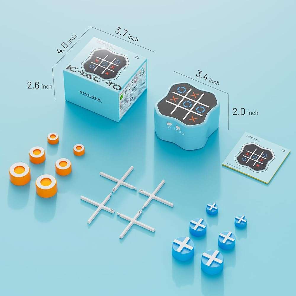 Freecat Tic Tac Toe Game, 3-in-1 Electronic Handheld Games Console for Kids Memory Growth, Portable Puzzle Travel Games,Board Game for Kids and Adults, Christmas and Birthday Gifts for All Ages 3+ - Image 2