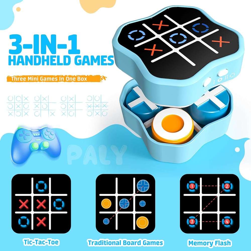 Freecat Tic Tac Toe Game, 3-in-1 Electronic Handheld Games Console for Kids Memory Growth, Portable Puzzle Travel Games,Board Game for Kids and Adults, Christmas and Birthday Gifts for All Ages 3+ - Image 3
