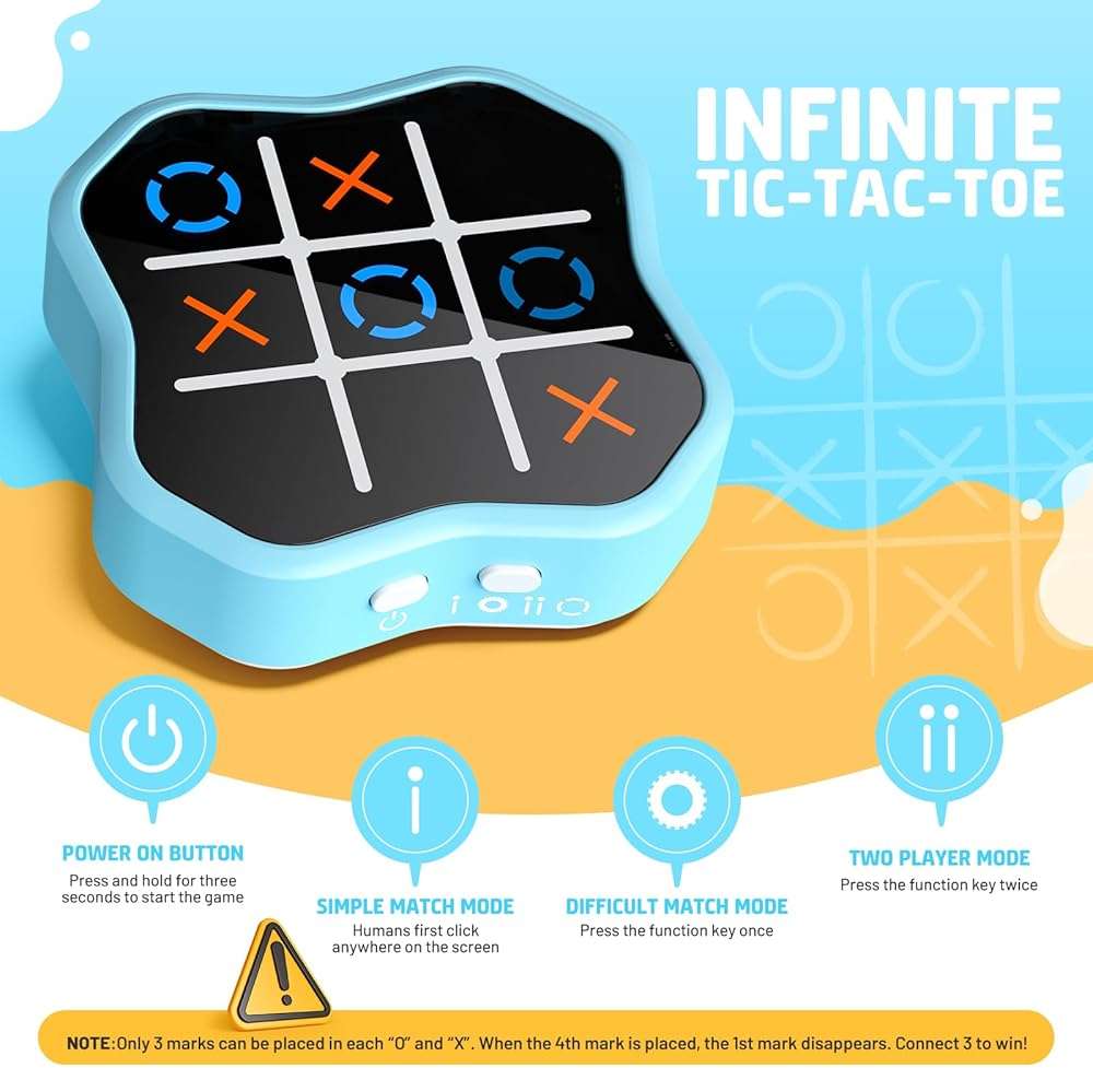 Freecat Tic Tac Toe Game, 3-in-1 Electronic Handheld Games Console for Kids Memory Growth, Portable Puzzle Travel Games,Board Game for Kids and Adults, Christmas and Birthday Gifts for All Ages 3+ - Image 4