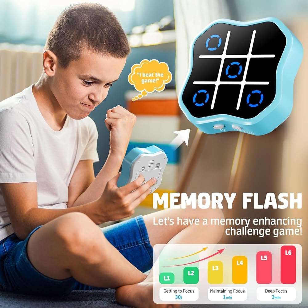 Freecat Tic Tac Toe Game, 3-in-1 Electronic Handheld Games Console for Kids Memory Growth, Portable Puzzle Travel Games,Board Game for Kids and Adults, Christmas and Birthday Gifts for All Ages 3+ - Image 5