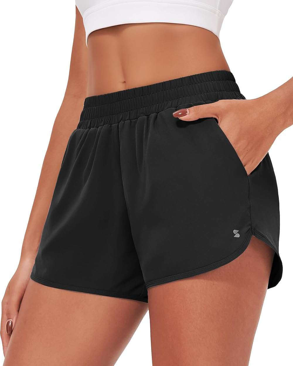 Stelle Womens 3" Running Shorts Mesh Liner High Waisted Workout Shorts Quick Dry Dolphin Athletic Shorts with Pockets - Image 1